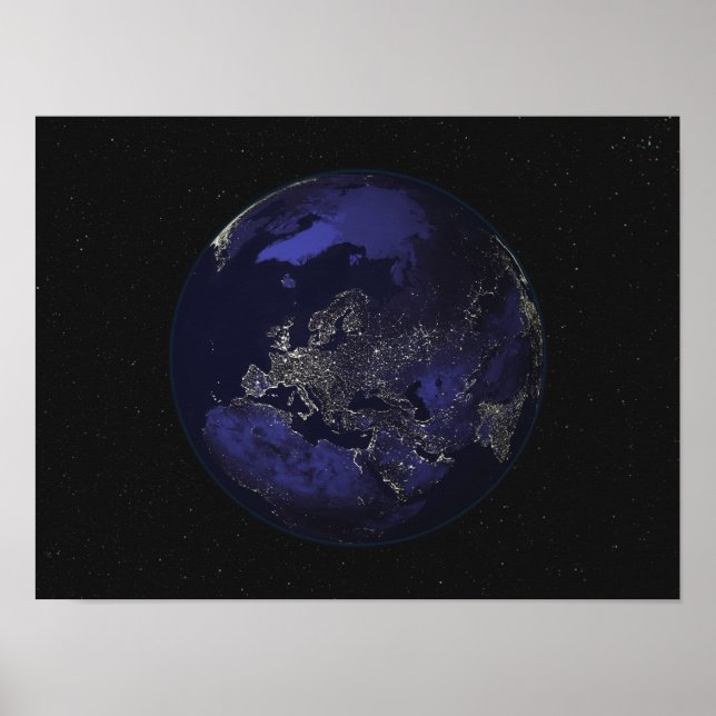 Affiches Terre entière la nuit montrant les lumières de la  (Devant)