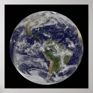 Affiches Terre entière montrant l'Amérique du Nord et l'Ame