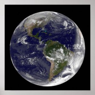 Affiches Terre entière montrant l'Amérique du Nord et l'Ame