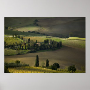 Affiches Terres agricoles autour de Montepulciano, Toscane,