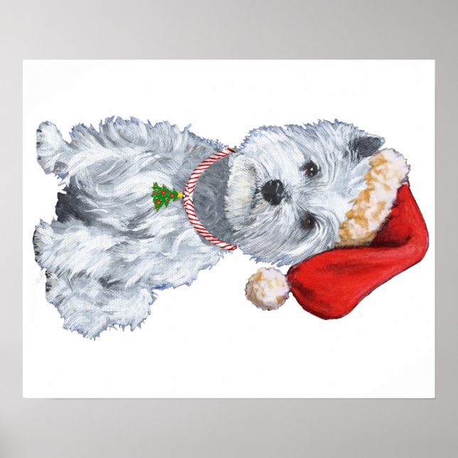 Affiches Terrier Blanc de West Highland Père Noël (Devant)