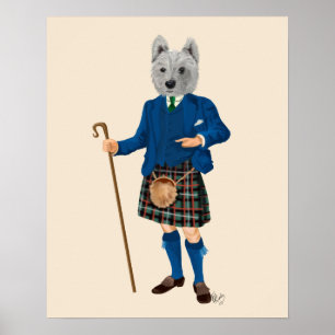 Affiches Terrier des montagnes occidental dans le kilt