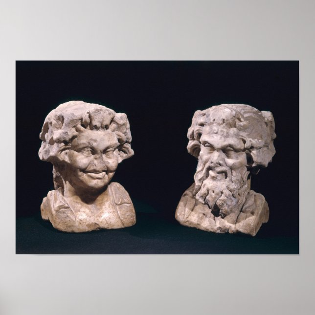 Affiches Tête de Bacchus et satyr d'un pilier hermatique (Devant)