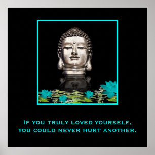 Affiches Tête de Bouddha avec Citation inspirante sur l'amo