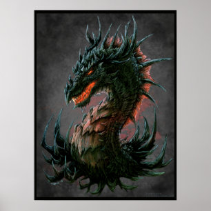 Affiches Tête de dragon noir Regal - Couleur complète