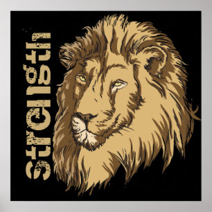 Affiches Tête de lion Force de l'impression d'affiche de mo