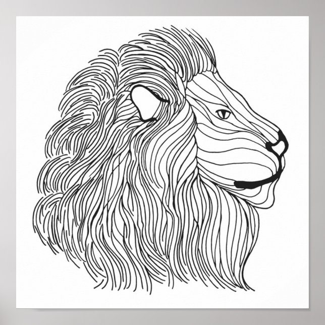 Affiches Tête de lion inspirée 10 (Devant)