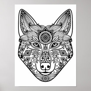 Affiches Tête de loup inspirée 2