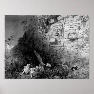 Affiches Tête de Na d'Itzam, Izamal, Yucatan, Mexique, 1844