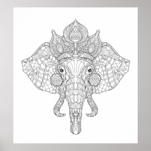 Affiches Tête d'éléphant Zendoodle 2
