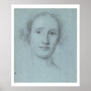 Affiches Tête d'une fille (craie noire et blanche sur le