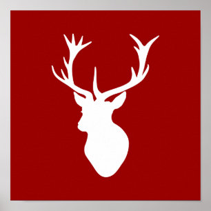 Affiches Tête rouge et blanche de Noël des cerfs