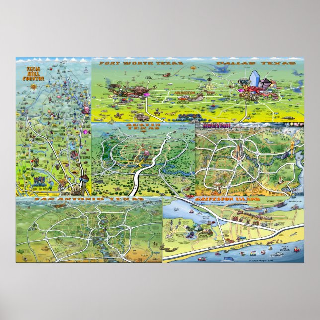 Affiches Texas Fun Maps (Devant)