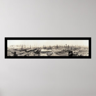 Affiches Texas Oil Field & Town Photo 1919
