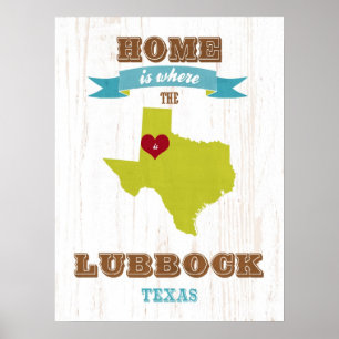 Affiches Texas State Map Art - Love Lubbock Art