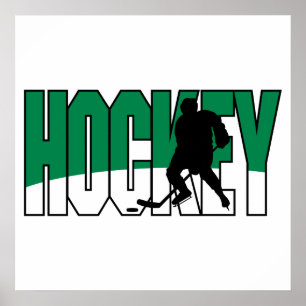 Affiches texte de hockey vert