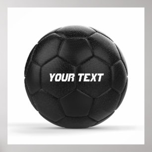 Affiches Texte personnalisé par ballon de football noir