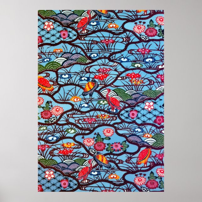 Affiches Textile japonais Kimono vintage (Bingata) (Devant)