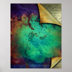 Affiches Texture courbée rustique de grunge de turquoise de