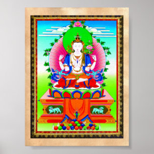 Affiches Thangka tibétaine cool Shadakshari Avalokiteshvara