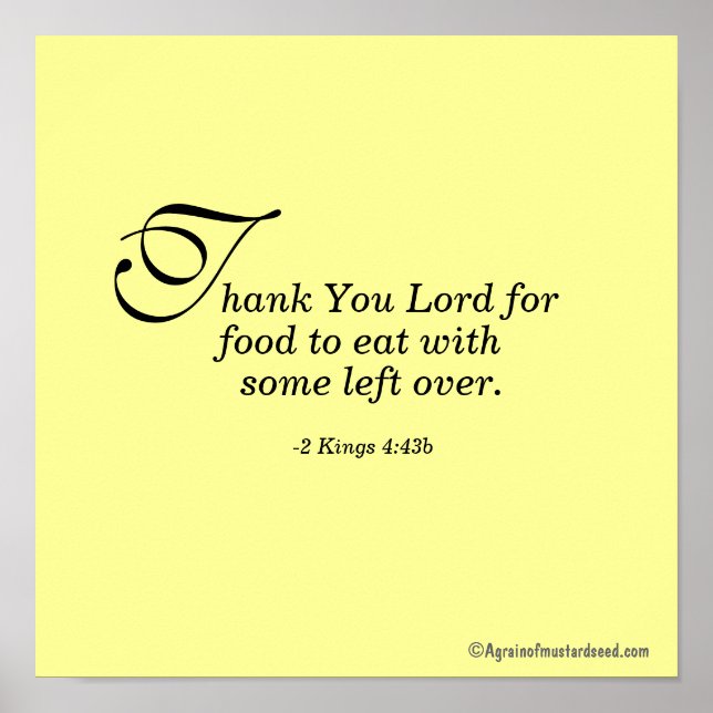 Affiches Thank You Lord for food to eat Bible Quotes (Devant)