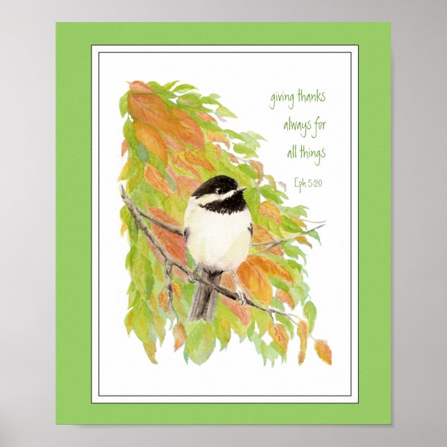 Affiches Thanksgiving, Automne, Automne, Chickadee, Écritur (Devant)