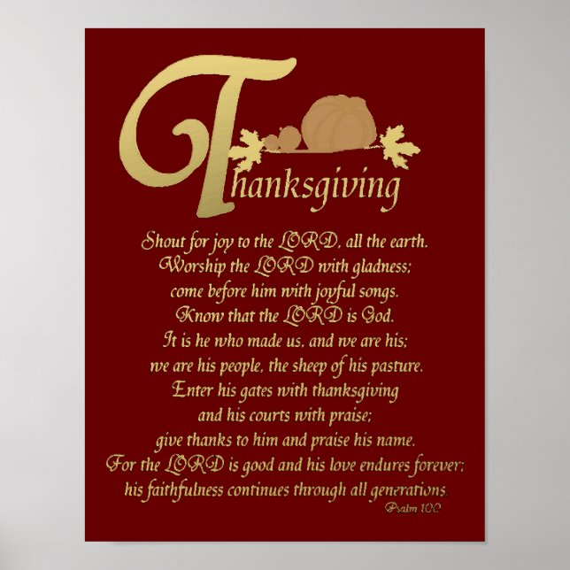 Affiches Thanksgiving - Psalm 100 (Devant)