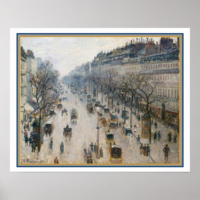 Affiches "The Boulevard Montmartre" by Camille Pissarro (Devant)