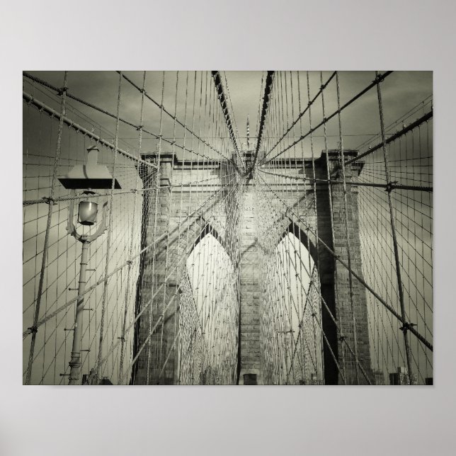 Affiches The Brooklyn Bridge in Black and White, Small (Devant)