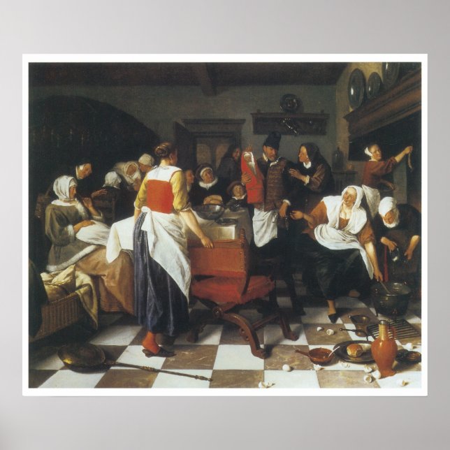 Affiches The Christening Feast, 1664 Jan Steen (Devant)