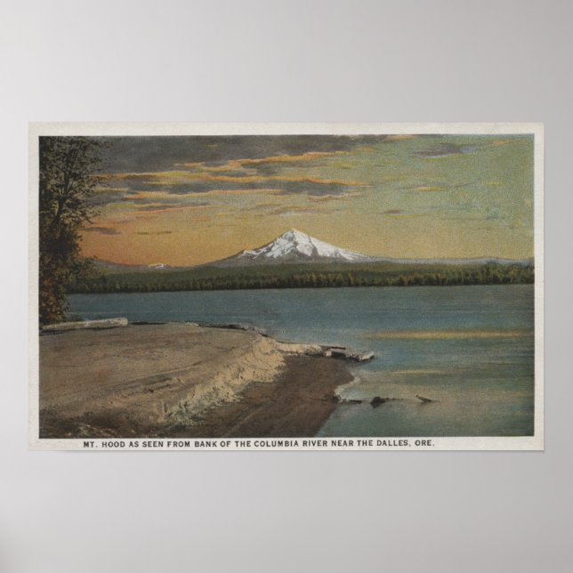 Affiches The Dalles, Oregon - Mt. Hood from Columbia Rive (Devant)