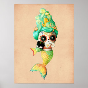 Affiches The Day of The Dead Mermaid Girl