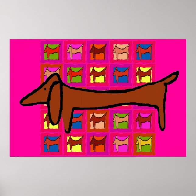 Affiches The Famous Dachshund Abstract Quilt (Devant)