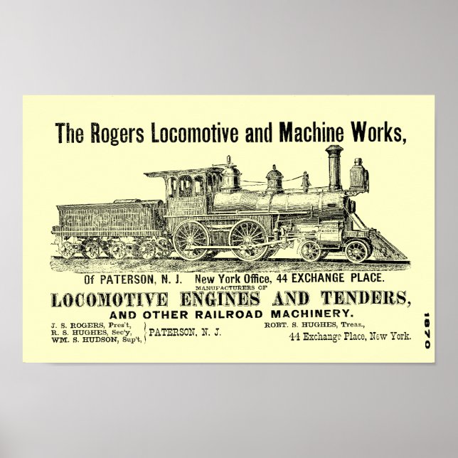 Affiches The Rogers Locomotive Works, Paterson,N.J.1870 (Devant)