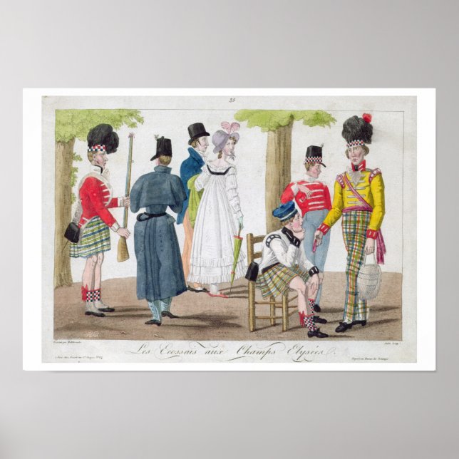 Affiches The Scottish on the Champs Elysees, engraved by Ju (Devant)