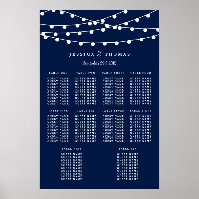 Affiches The String Lights On Navy Blue Wedding Collection (Devant)