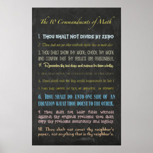 Affiches The Ten Commandments of Math