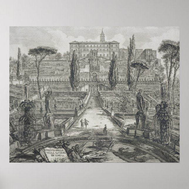 Affiches The Villa d'Este at Tivoli (engraving) (Devant)