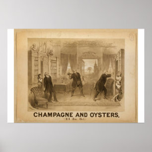 Affiches Théâtre rétro Champagne et Oysters