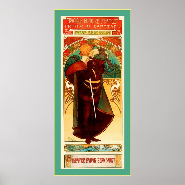 Affiches Théâtre Sarah Bernhardt ~ Hamlet ~ Alphonse Mucha (Devant)