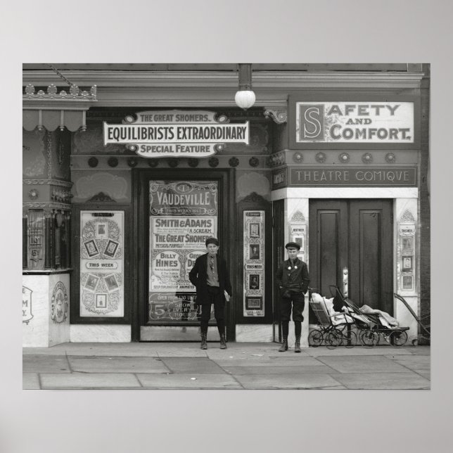 Affiches Théâtre Vaudeville, 1910. Photo vintage (Devant)