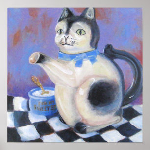 Affiches Théière vintage de chat