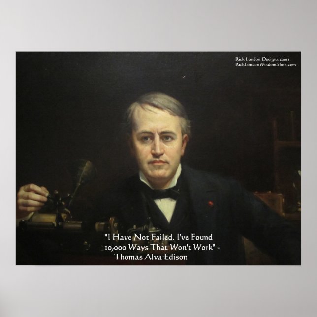 Affiches Thomas Edison "10,000 Ways" Citation de la sagesse (Devant)