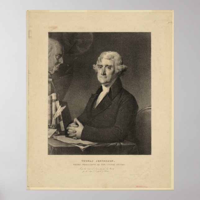 Affiches THOMAS JEFFERSON 3ème président américain Lithogra (Devant)
