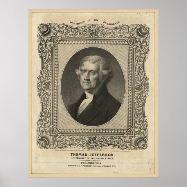 Affiches THOMAS JEFFERSON Lithographe (Devant)