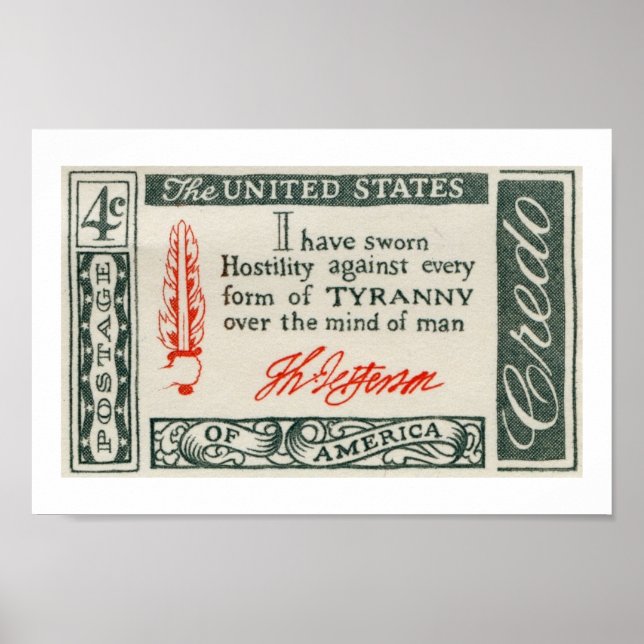 Affiches Thomas Jefferson Tyranny Credo 1960 (Devant)