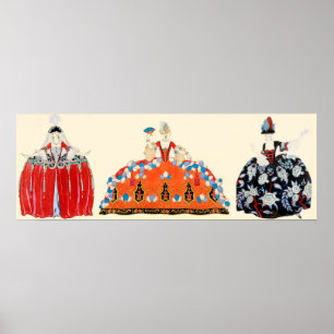 AFFICHES THREE ROCOCO LADIES,BEAUTY,FASHION COSTUME DESIGN