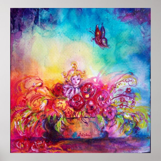 AFFICHES THUMBELINA,FLOWER BASKET AND BUTTERFLY (Devant)