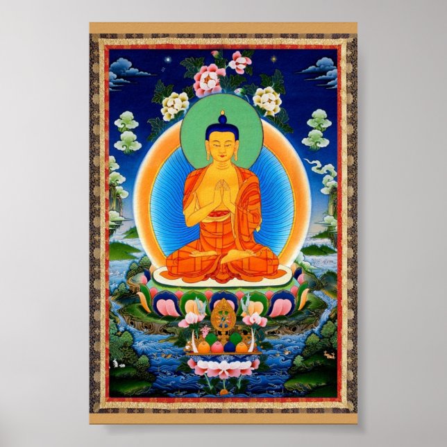 Affiches Tibetan Thangka Prabhutaratna Bouddha (Devant)