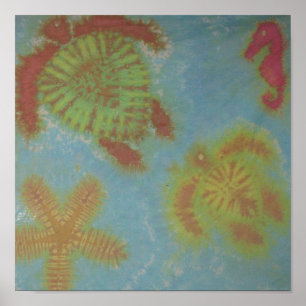 Affiches Tie Dye Sea Turtle Horse Star Fish
